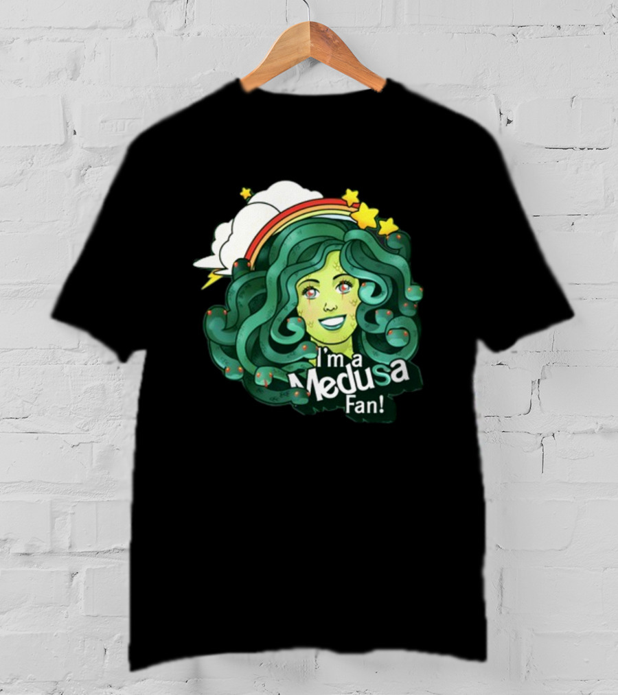 Harebraineddesign I'm A Medusa Fan Rainbow Clouds Stars T-Shirt