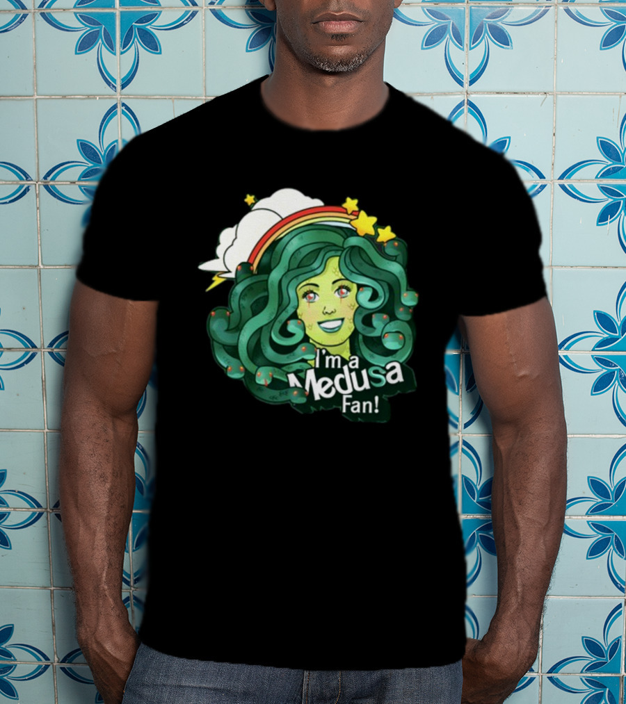 Harebraineddesign I'm A Medusa Fan Rainbow Clouds Stars T-Shirt