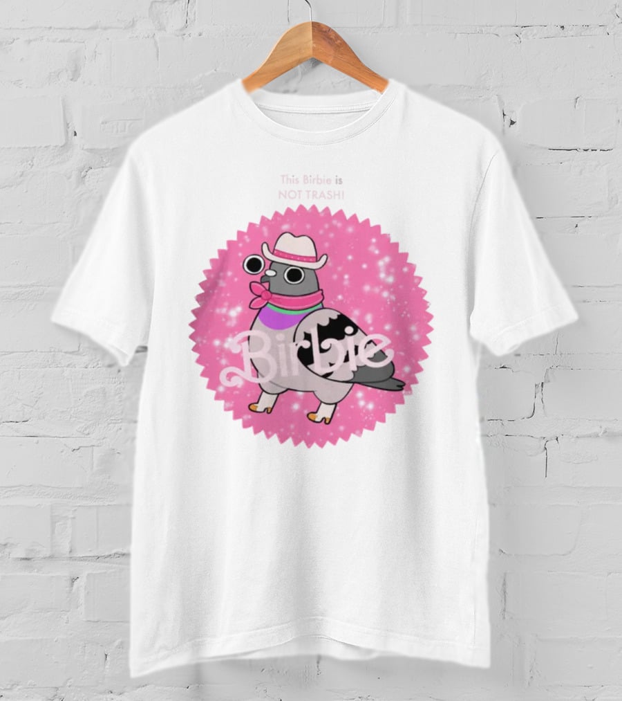 This Birbie Is Not Trash Birbie Pink Sparkle Cowboy Hat Pigeon T-Shirt