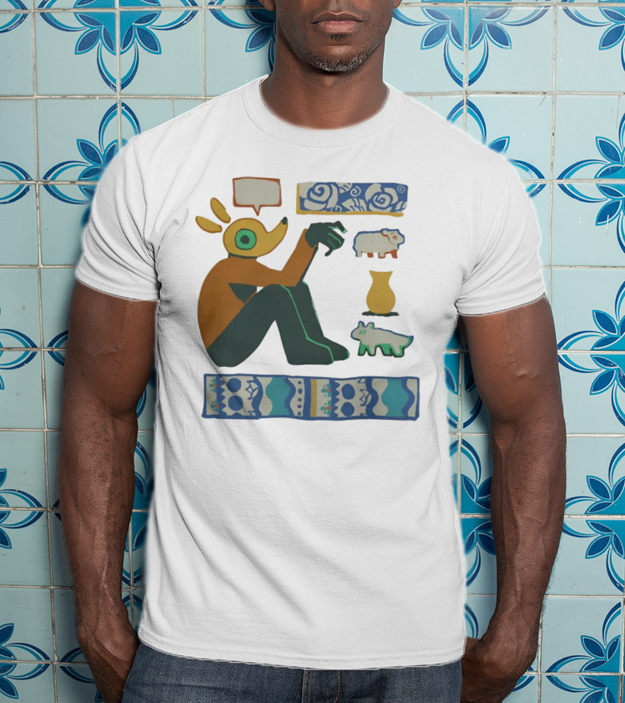 Trickleyt Homunculus Deer Character With Floral And Sheep T-Shirt