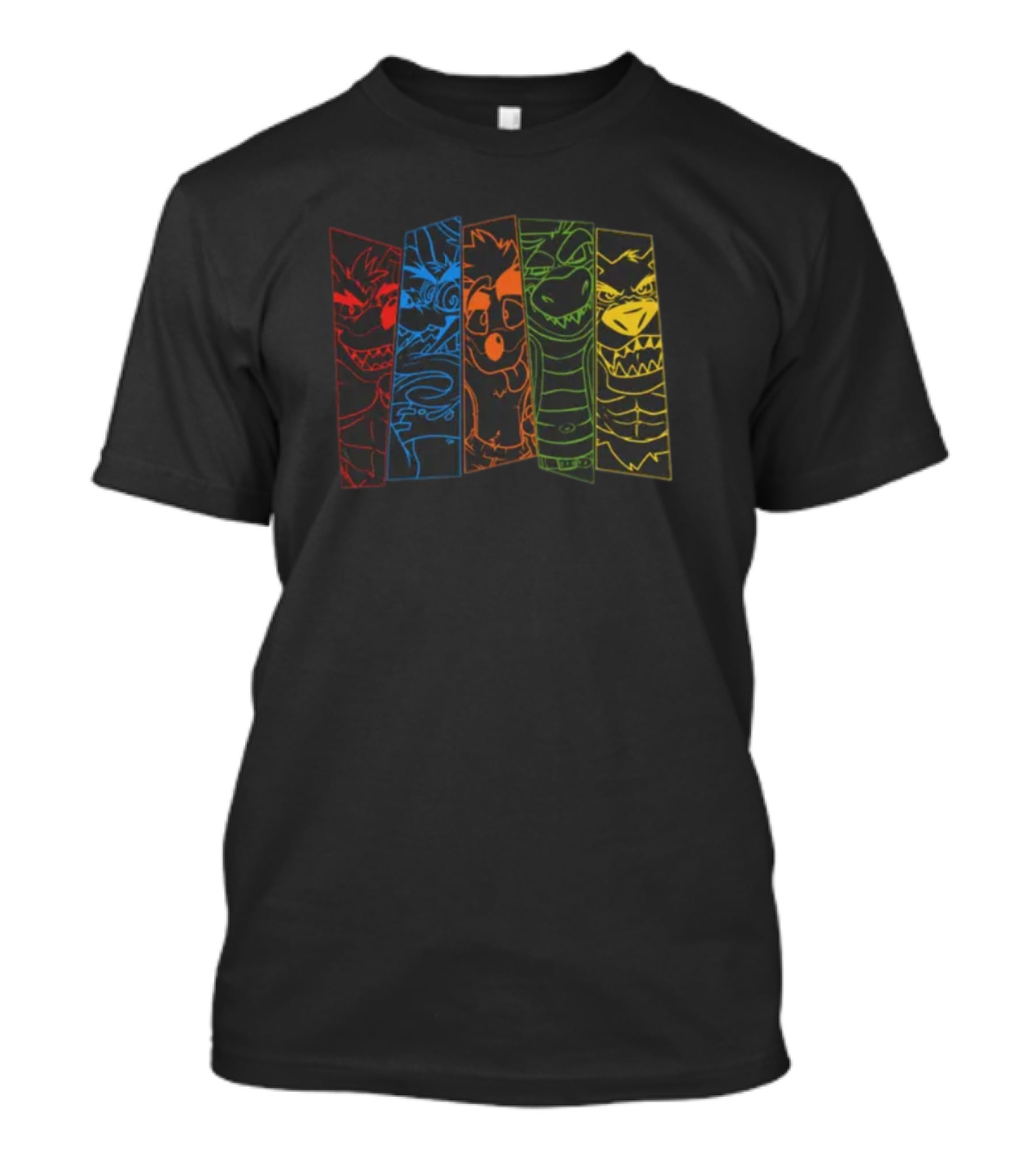 Vanscraps Wolf Vandroiy Multicolor Panel Characters T-Shirt