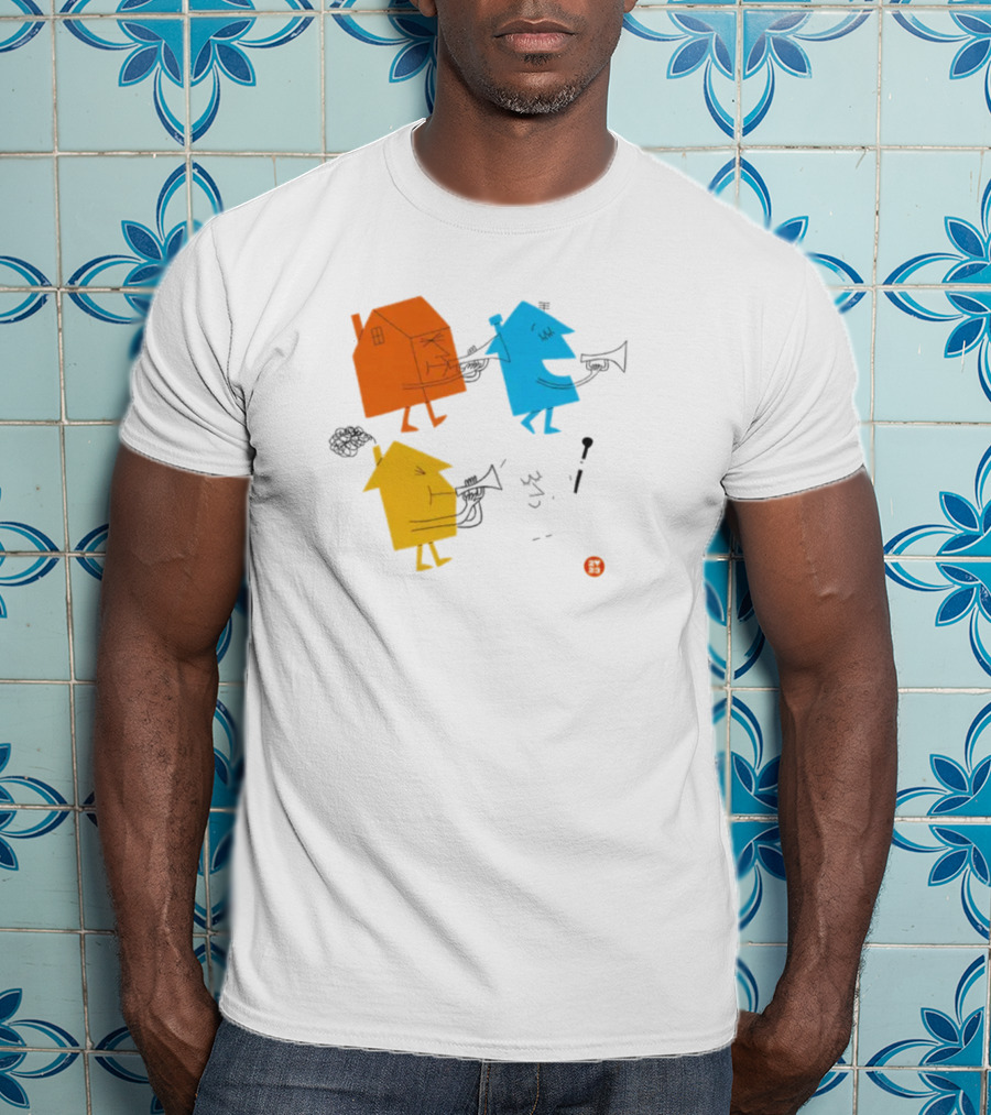 4 Houses Colorful Cartoon Characters T-Shirt