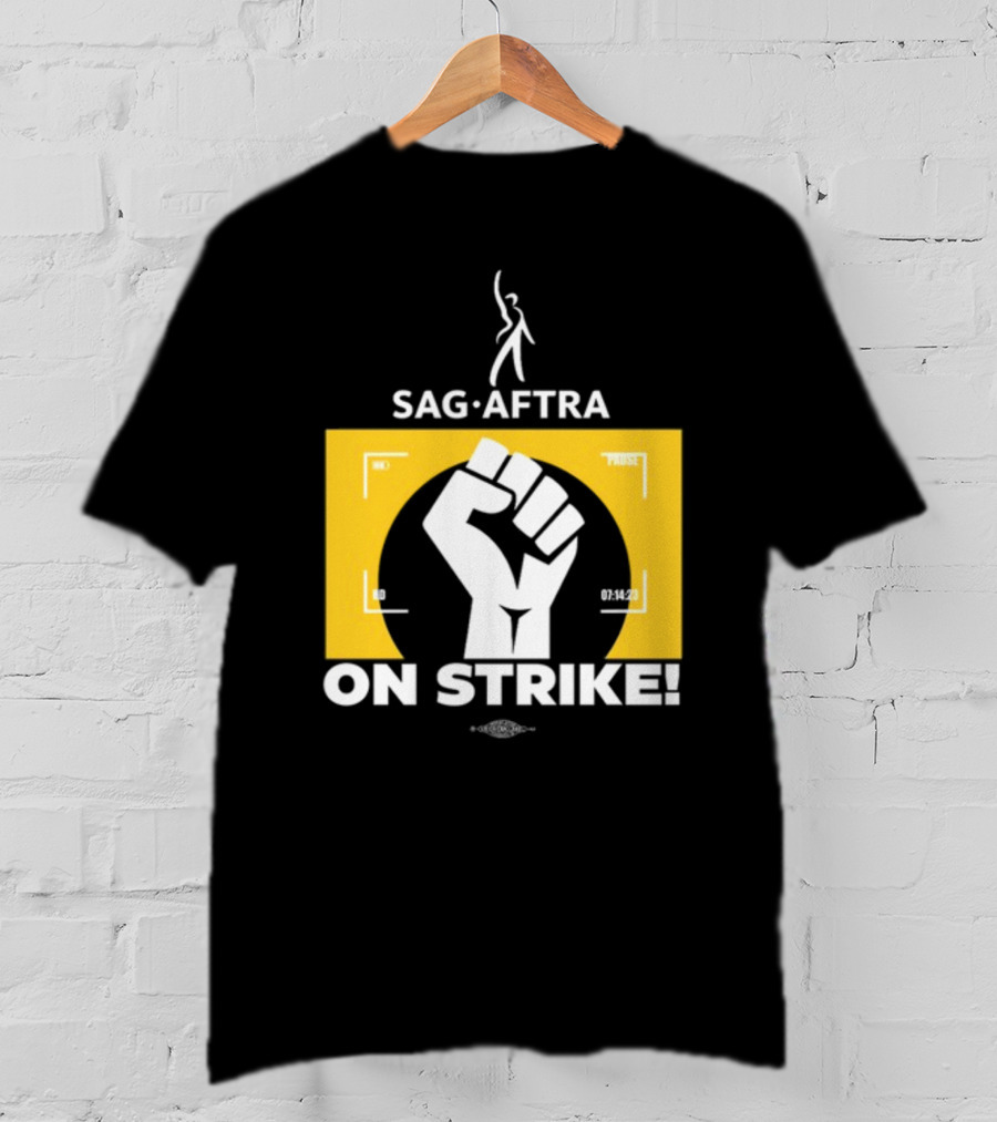 SAG-AFTRA On Strike Logo With Fist Symbol And Yellow Background T-Shirt