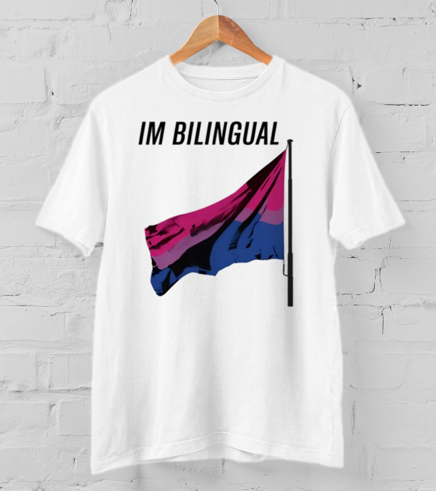 IM Bilingual Flag With Pink Purple And Blue Stripes T-Shirt