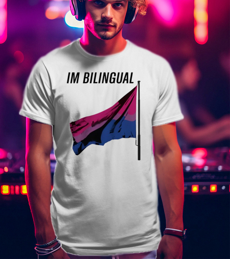 IM Bilingual Flag With Pink Purple And Blue Stripes T-Shirt
