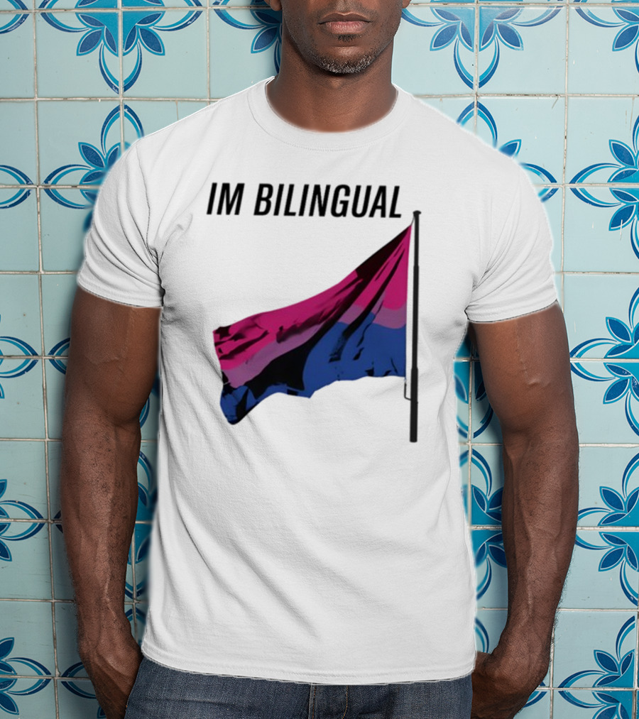 IM Bilingual Flag With Pink Purple And Blue Stripes T-Shirt