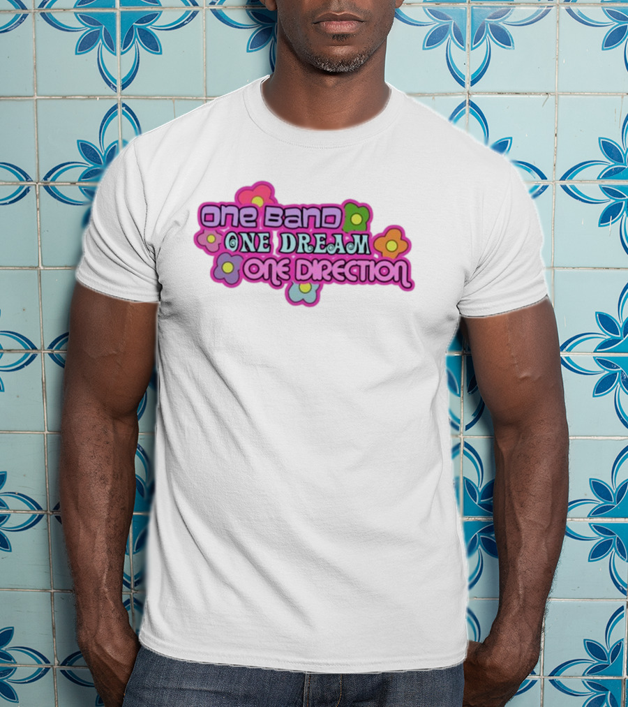 One Band One Dream One Direction Mustardyardpress Flowers T-Shirt