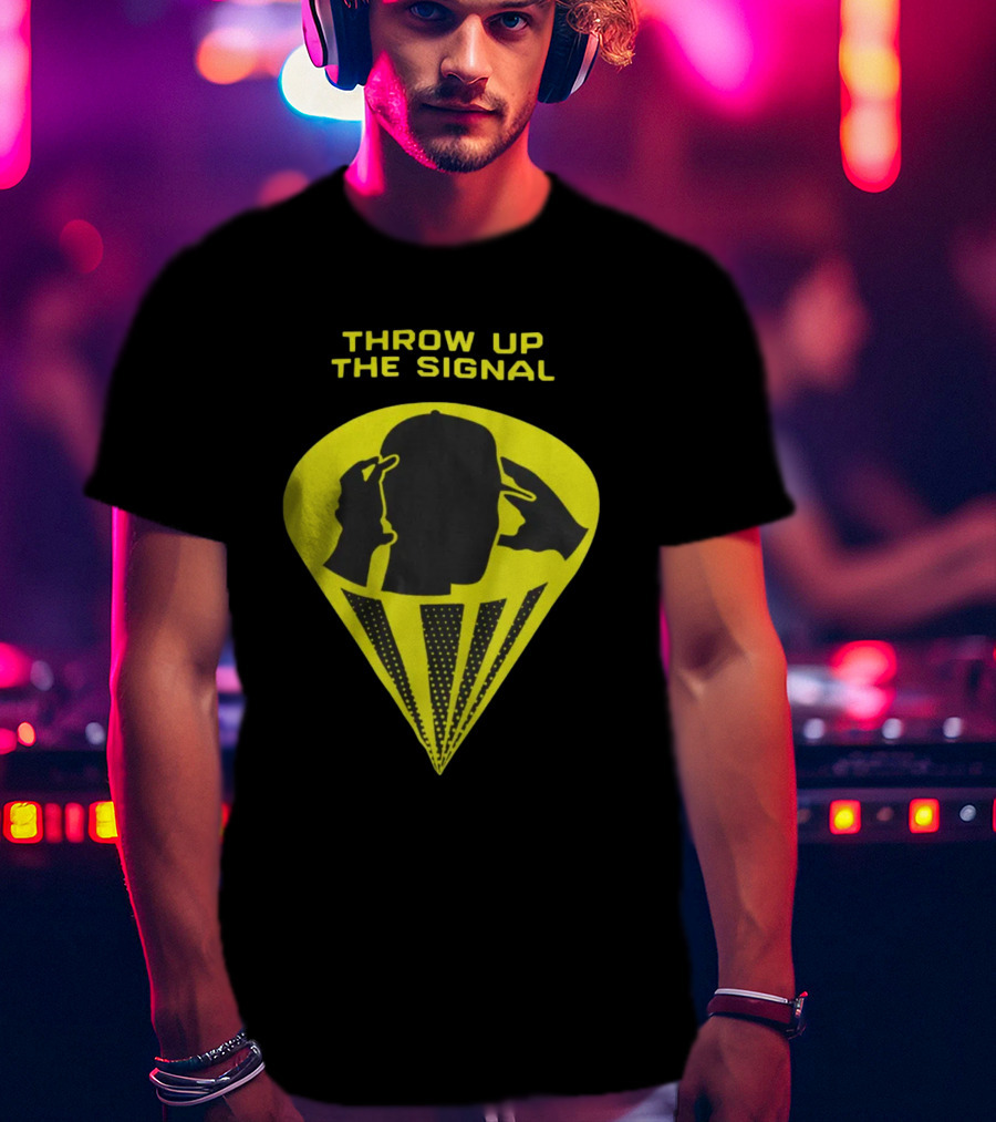 Trainboy100 Throw Up The Signal Iconic Head Silhouette With Light Beams T-Shirt
