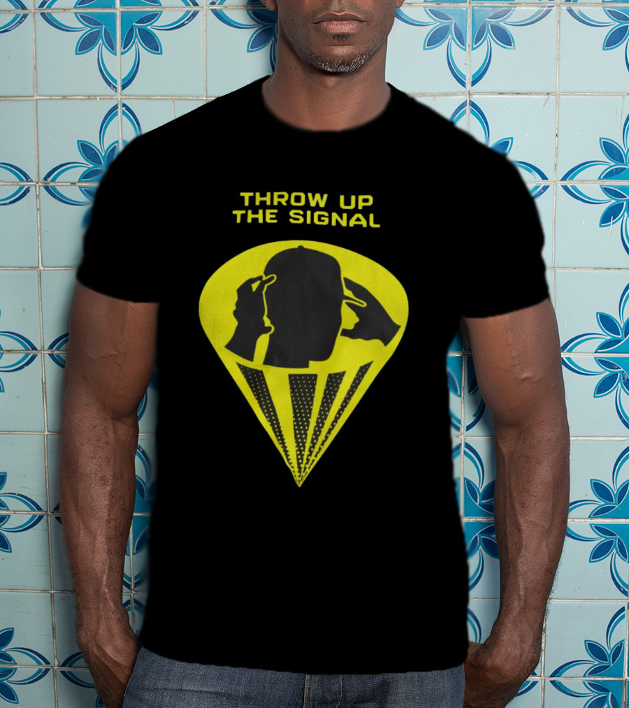 Trainboy100 Throw Up The Signal Iconic Head Silhouette With Light Beams T-Shirt
