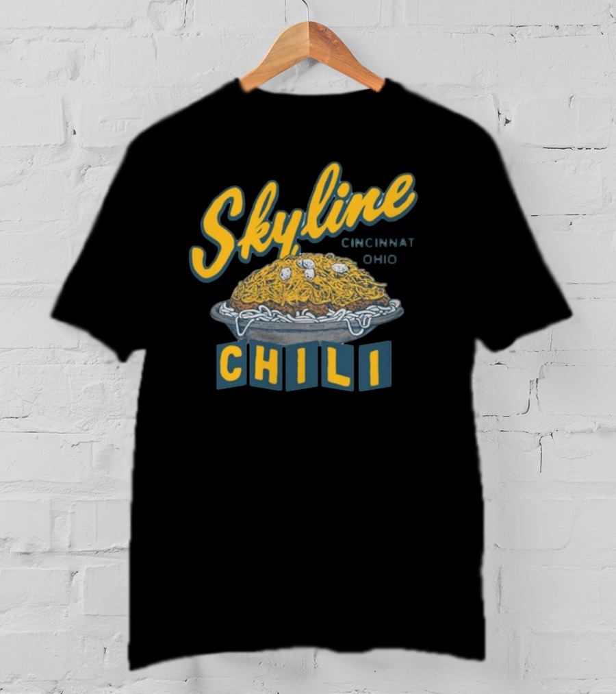 Skyline Chili Cincinnati Ohio Pop Culture Food Icon With Classic Spaghetti And Cheese Plate T-Shirt