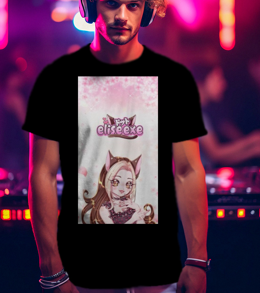 Elisedotexe Elise Exe Manga Character Aesthetic With Cat Ears And Sakura Blossoms T-Shirt