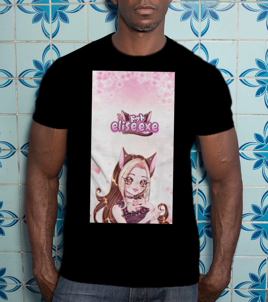 Elisedotexe Elise Exe Manga Character Aesthetic With Cat Ears And Sakura Blossoms T-Shirt