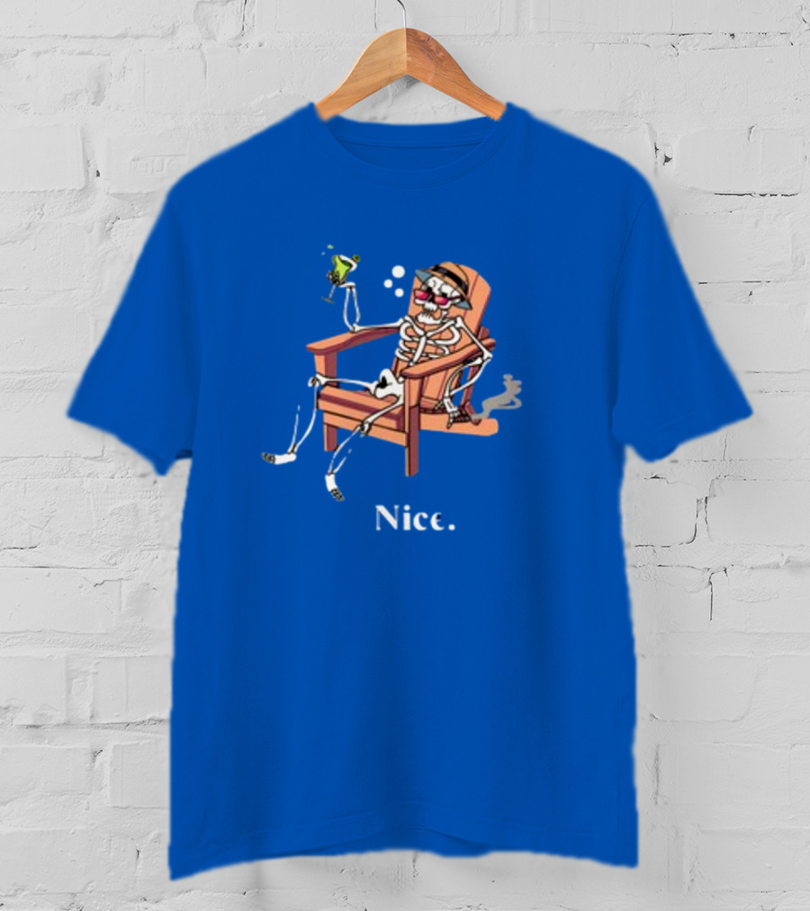 Ted Nivison Nice Skeleton In Beach Chair With Drink T-Shirt