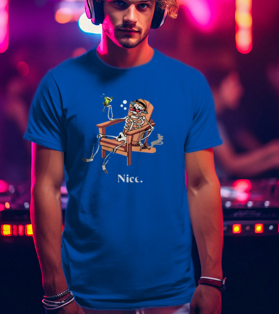 Ted Nivison Nice Skeleton In Beach Chair With Drink T-Shirt