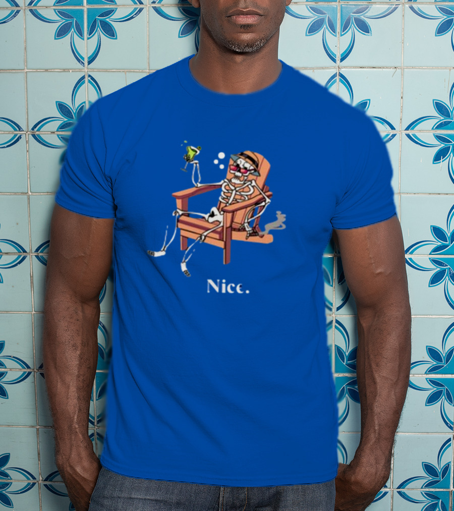 Ted Nivison Nice Skeleton In Beach Chair With Drink T-Shirt