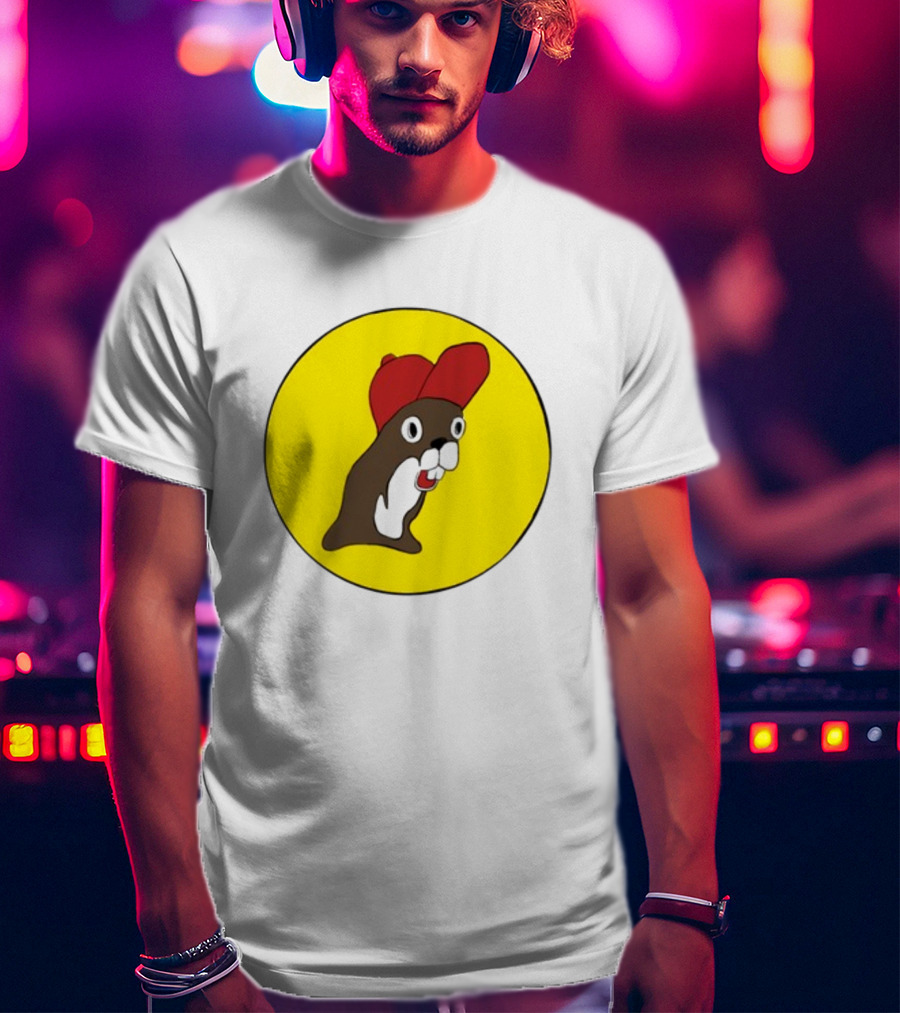 Baby Genius Beaver Red Cap Yellow Circle Buc-ee's Cup T-Shirt