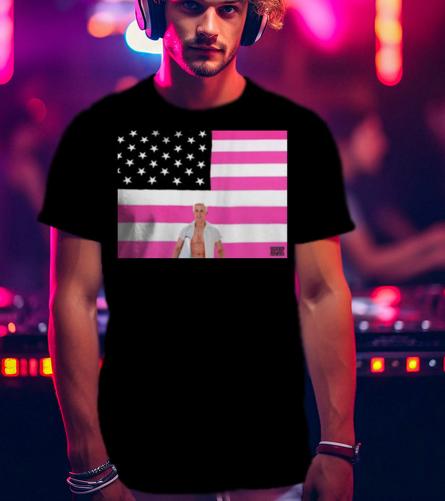 Ryan Gosling Pink Ish Tape American Flag Stars Explicit Content T-Shirt