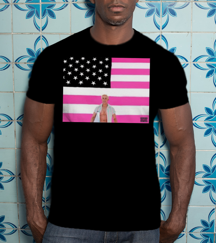 Ryan Gosling Pink Ish Tape American Flag Stars Explicit Content T-Shirt