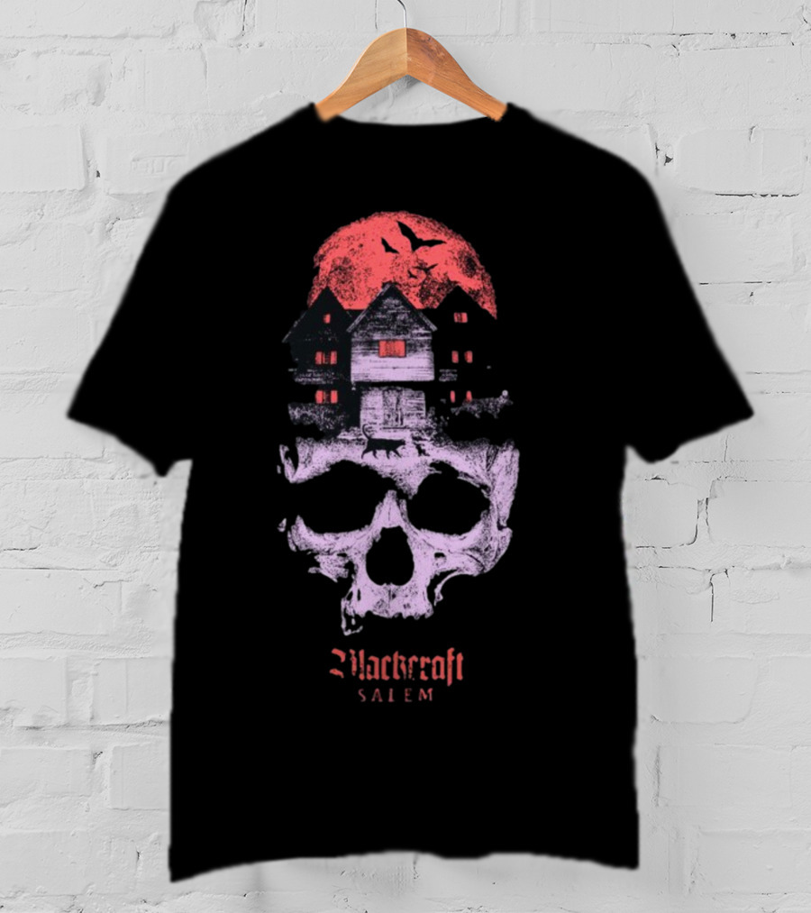 Blackcraft Salem Witch House Skull Moon Ravens T-Shirt