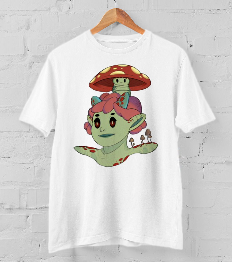 Mushroom Troll Fantasy Character With Toadstool Hat And Colorful Hair T-Shirt