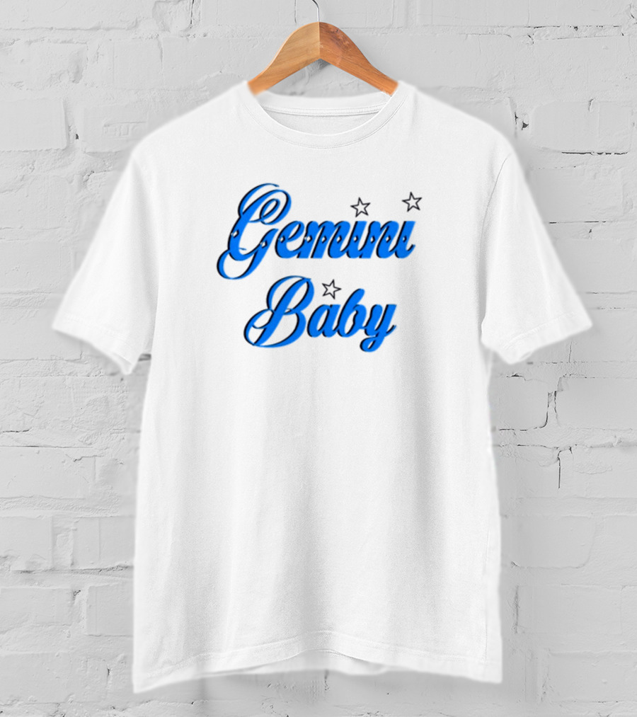Beabadoobee Gemini Baby Blue Script With Stars T-Shirt