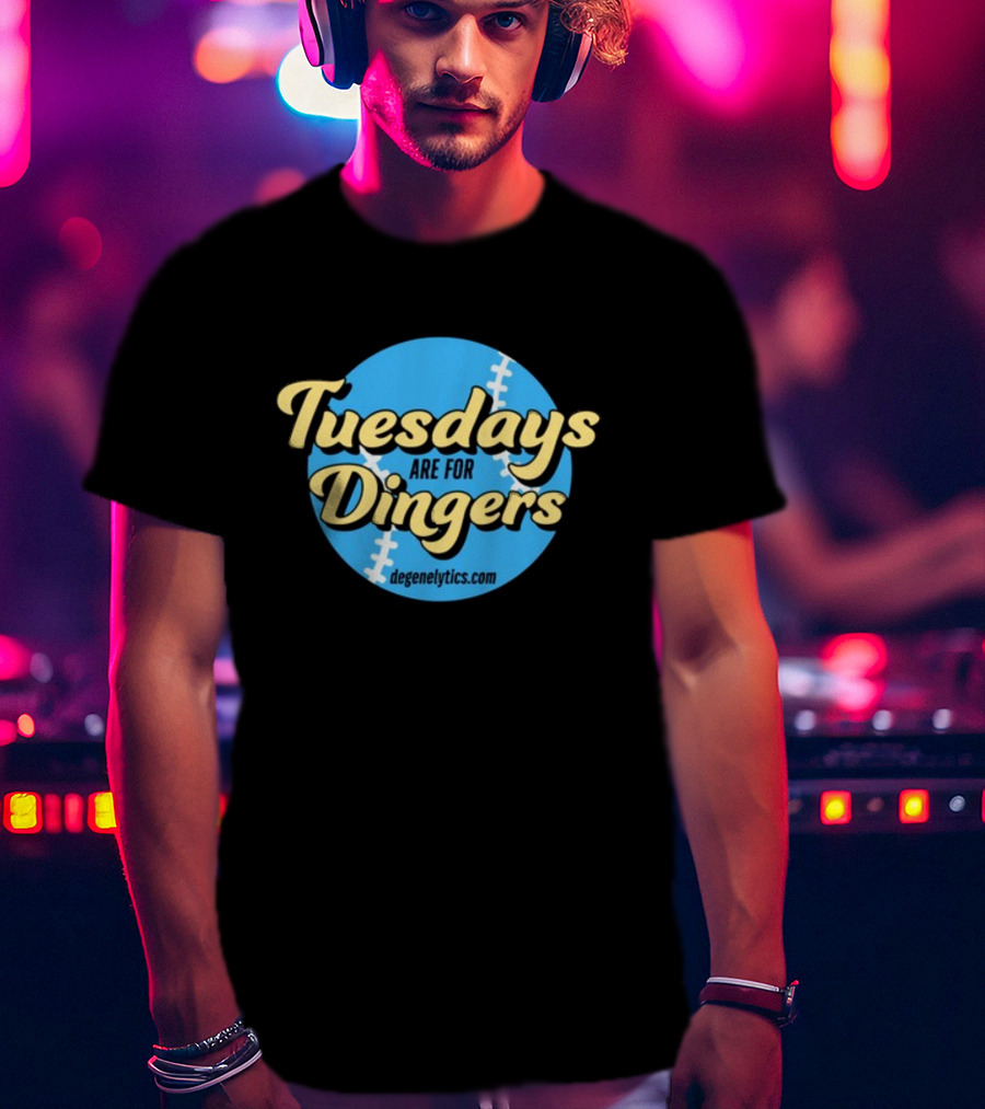 Tuesdays Are For Dingers Degeneltyics.com Football Stitch T-Shirt