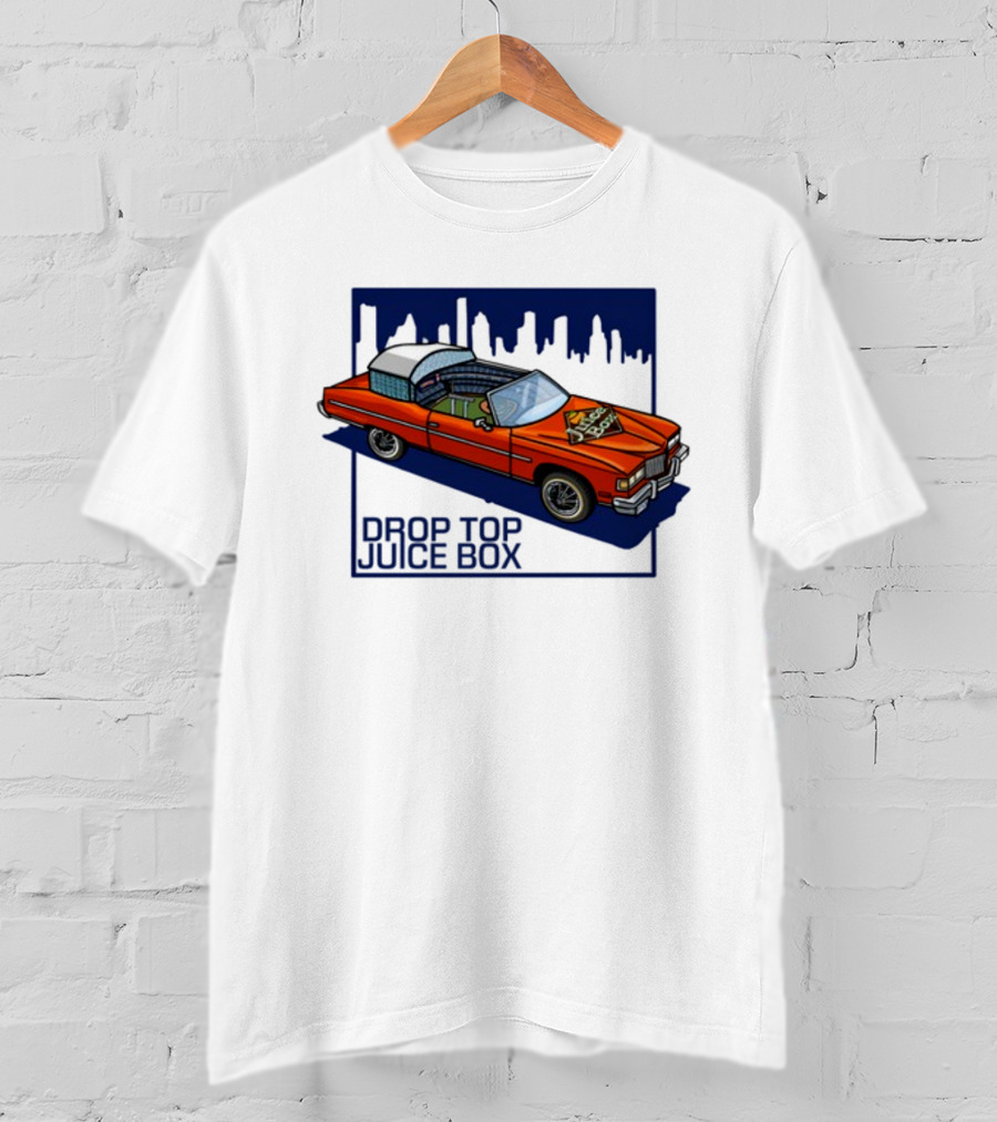 Droptop Juicebox Convertible With City Skyline In Background T-Shirt