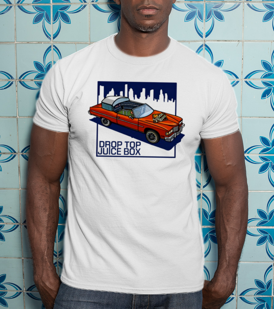 Droptop Juicebox Convertible With City Skyline In Background T-Shirt