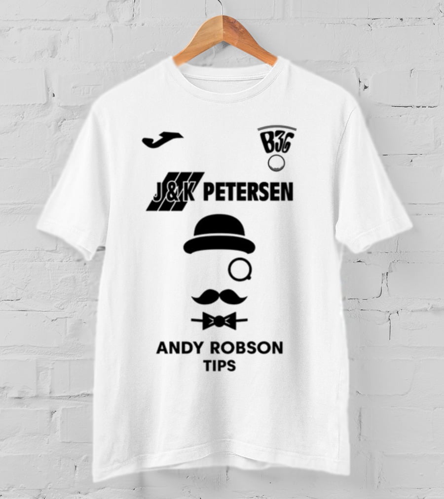 B36 J&K Petersen Andy Robson Tips Bowler Hat Mustache Monocle T-Shirt