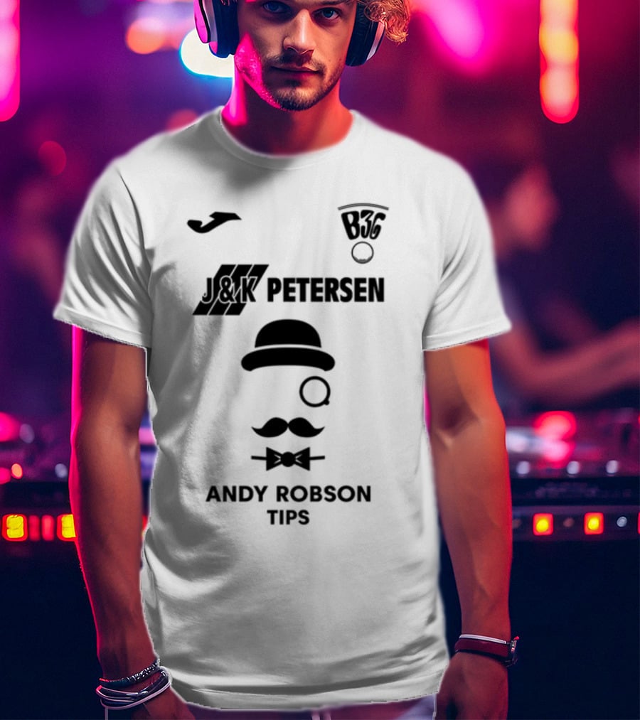 B36 J&K Petersen Andy Robson Tips Bowler Hat Mustache Monocle T-Shirt