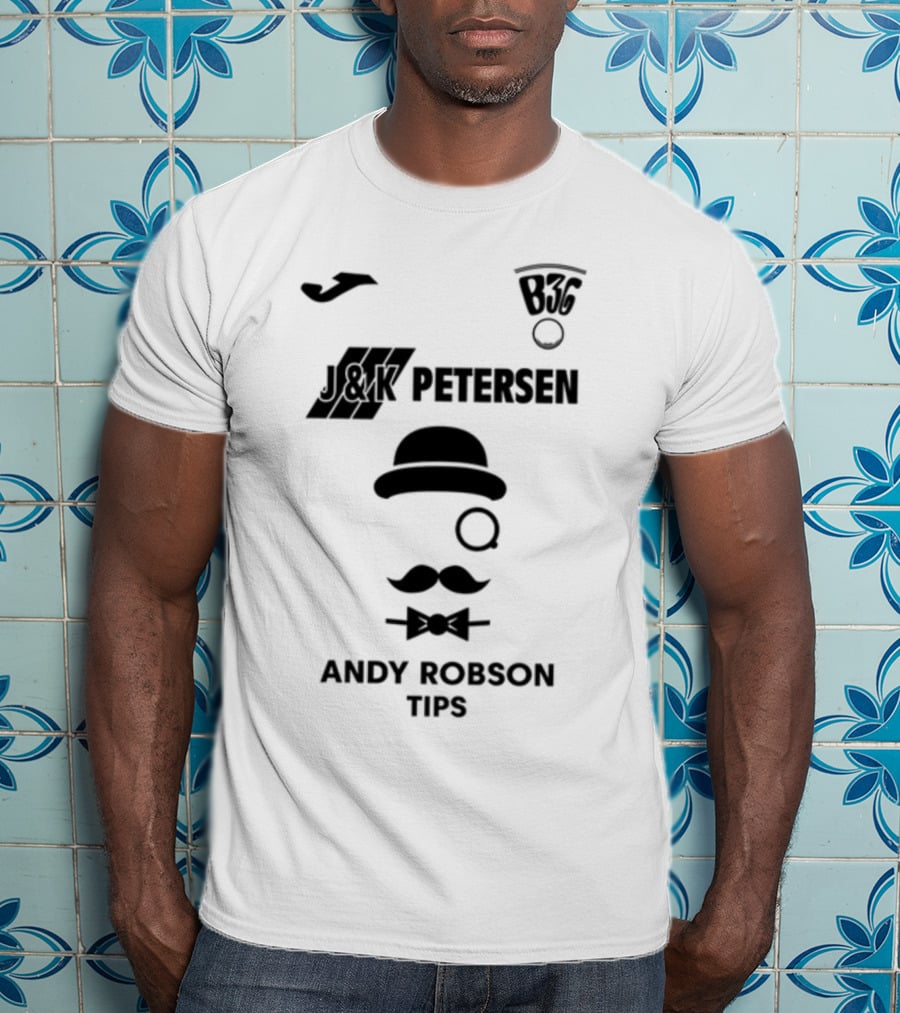 B36 J&K Petersen Andy Robson Tips Bowler Hat Mustache Monocle T-Shirt