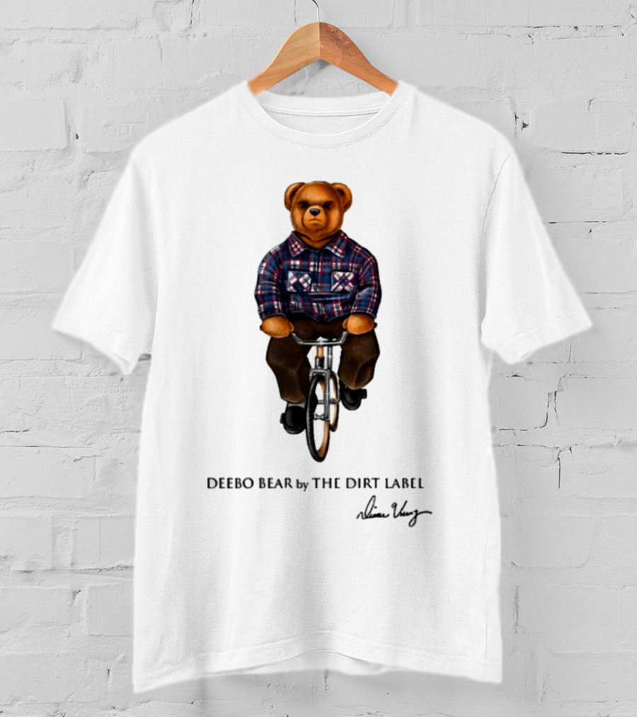 Deebo Bear Biking Plaid Style By The Dirt Label T-Shirt