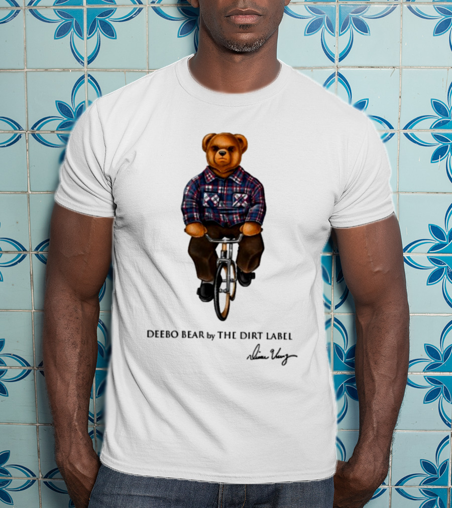 Deebo Bear Biking Plaid Style By The Dirt Label T-Shirt