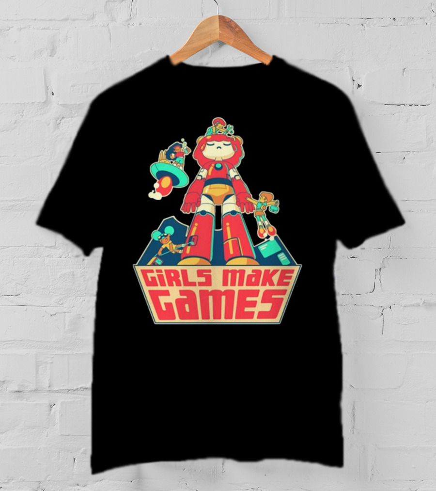 Castpixel Girls Make Games Robot Adventure Scene T-Shirt