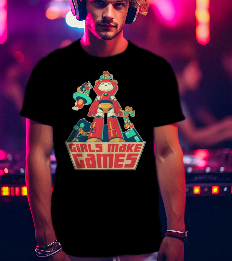 Castpixel Girls Make Games Robot Adventure Scene T-Shirt