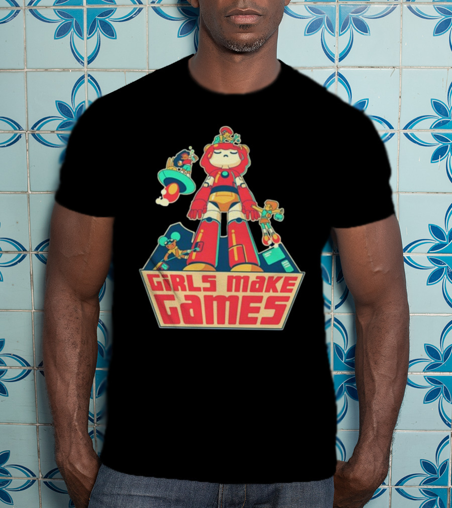 Castpixel Girls Make Games Robot Adventure Scene T-Shirt