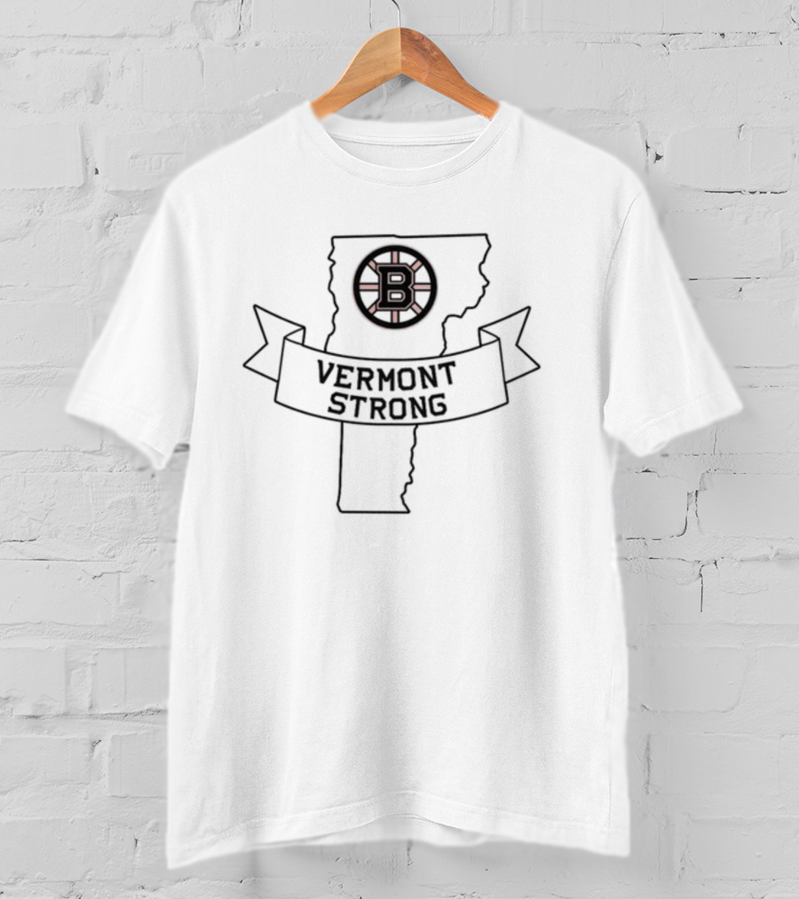 Boston Bruins Vermont Strong Logo On State Outline T-Shirt