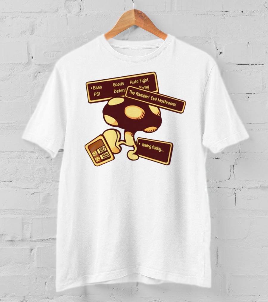 HP 187 PP 135 PSI Bash Goods Auto Fight Feeling Funky The Ramblin Evil Mushroom T-Shirt