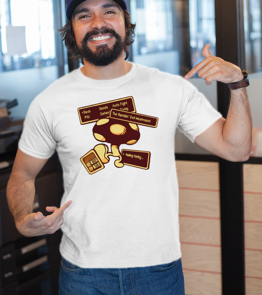 HP 187 PP 135 PSI Bash Goods Auto Fight Feeling Funky The Ramblin Evil Mushroom T-Shirt