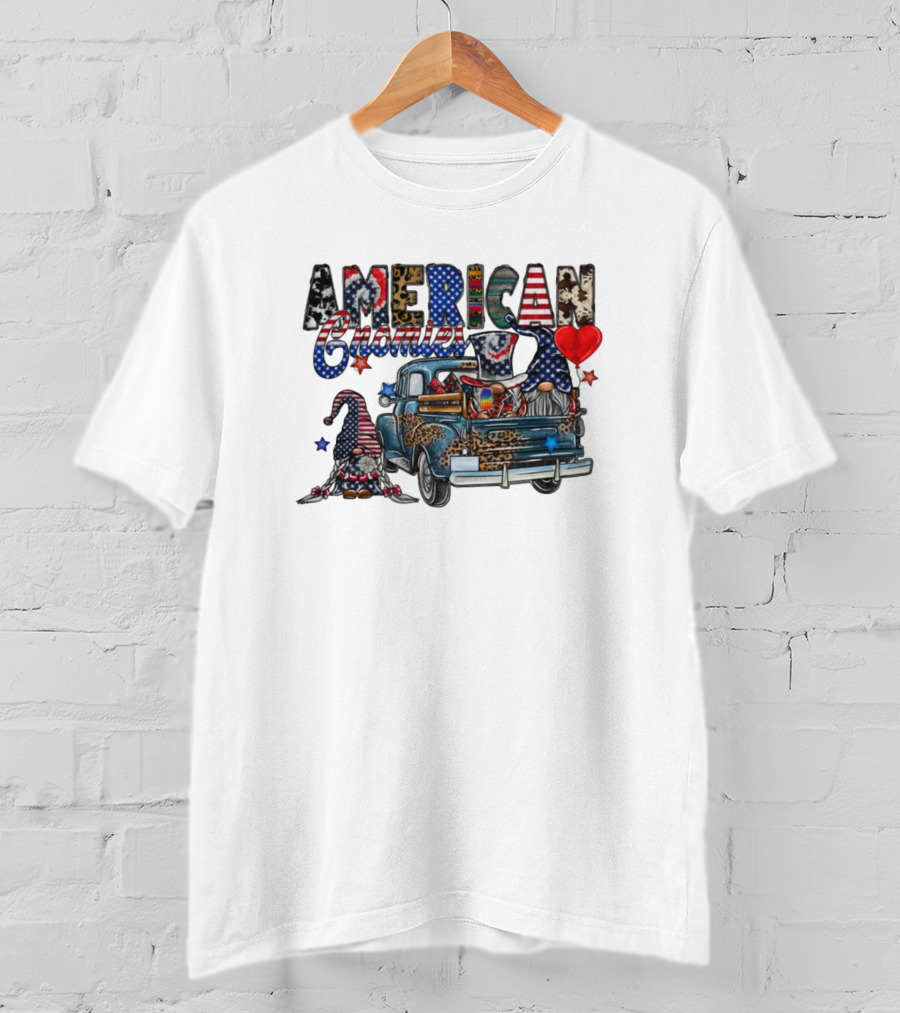 American Gnomies Truck With Patriotic Gnome Patterns And Stars T-Shirt