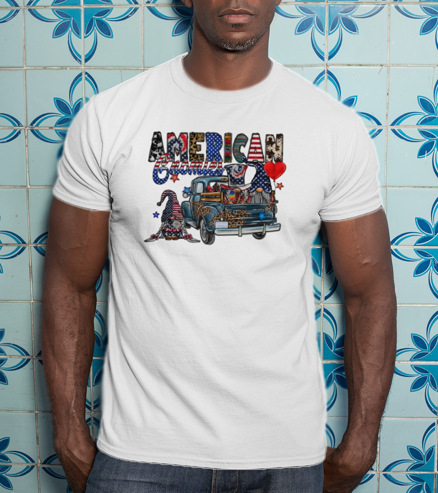 American Gnomies Truck With Patriotic Gnome Patterns And Stars T-Shirt