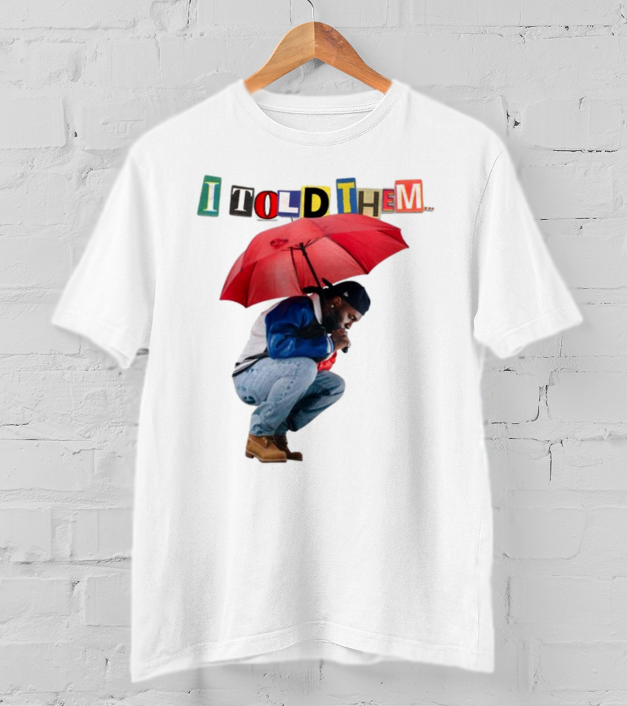 I Told Them Burna Boy Red Umbrella Crouching Pose T-Shirt
