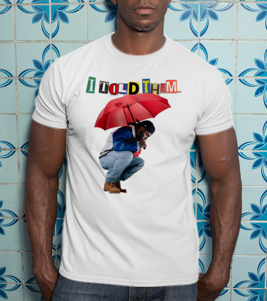 I Told Them Burna Boy Red Umbrella Crouching Pose T-Shirt