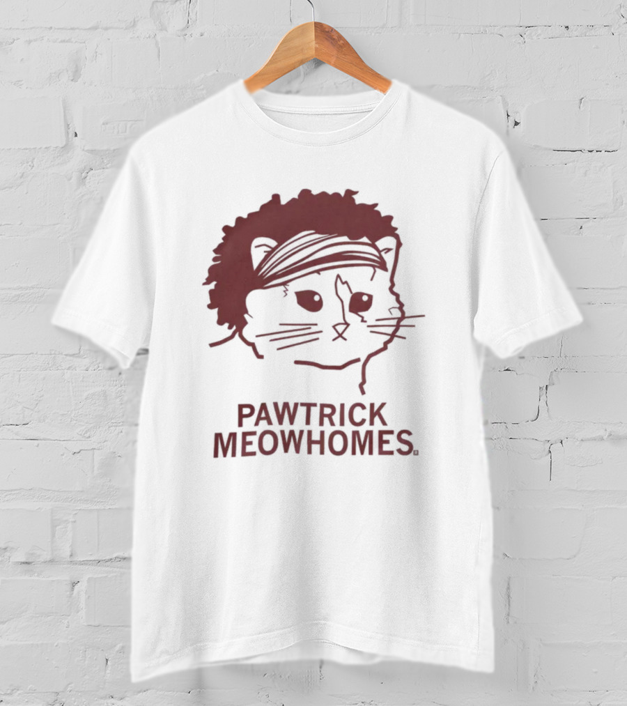 Pawtrick Meowhomes Cat With Headband And Afro T-Shirt