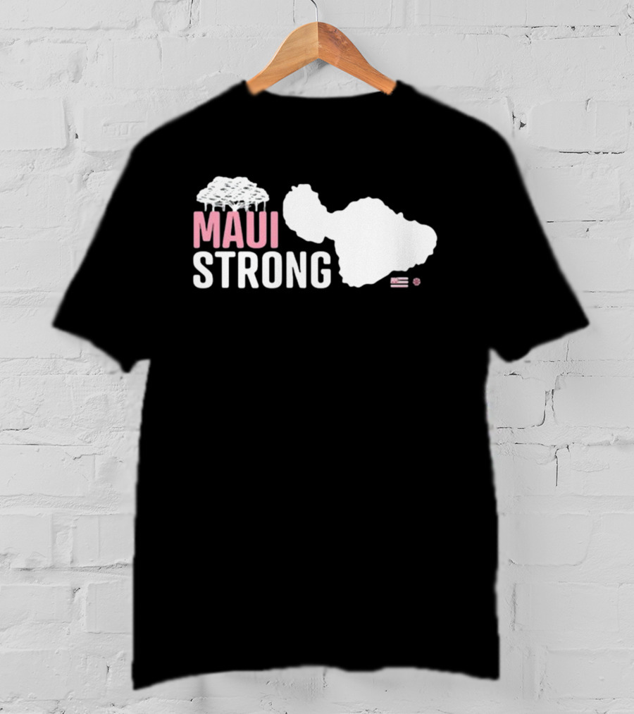 Maui Strong Relief Hawaiian Island Map With Flag T-Shirt