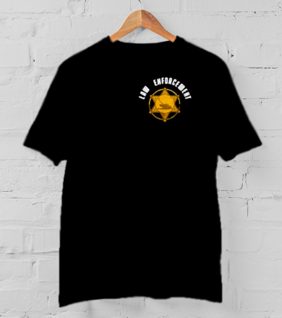 Middleclassfancy Lawn Enforcement Badge With Gold Star And Tractor T-Shirt