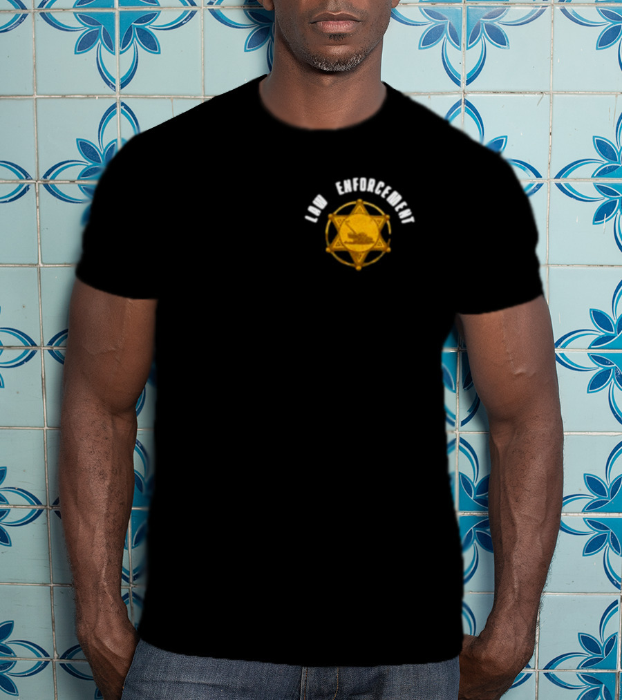 Middleclassfancy Lawn Enforcement Badge With Gold Star And Tractor T-Shirt