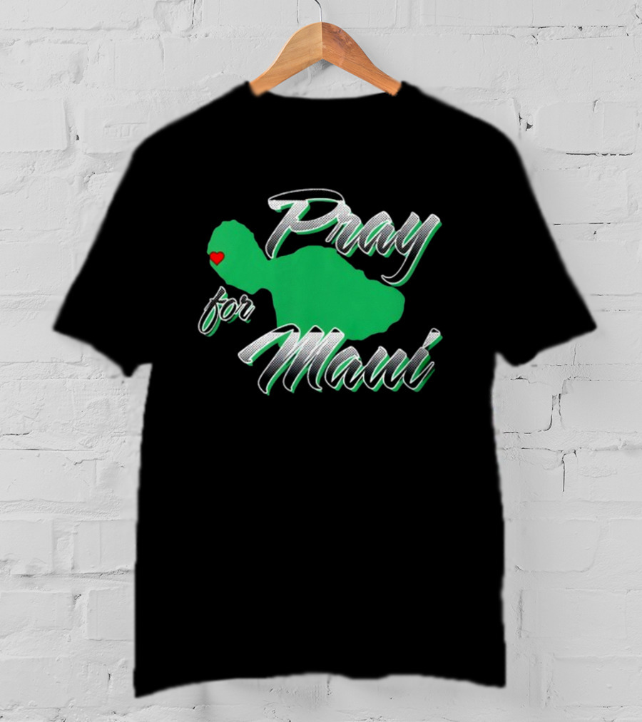 Pray For Maui Green Island Heart T-Shirt
