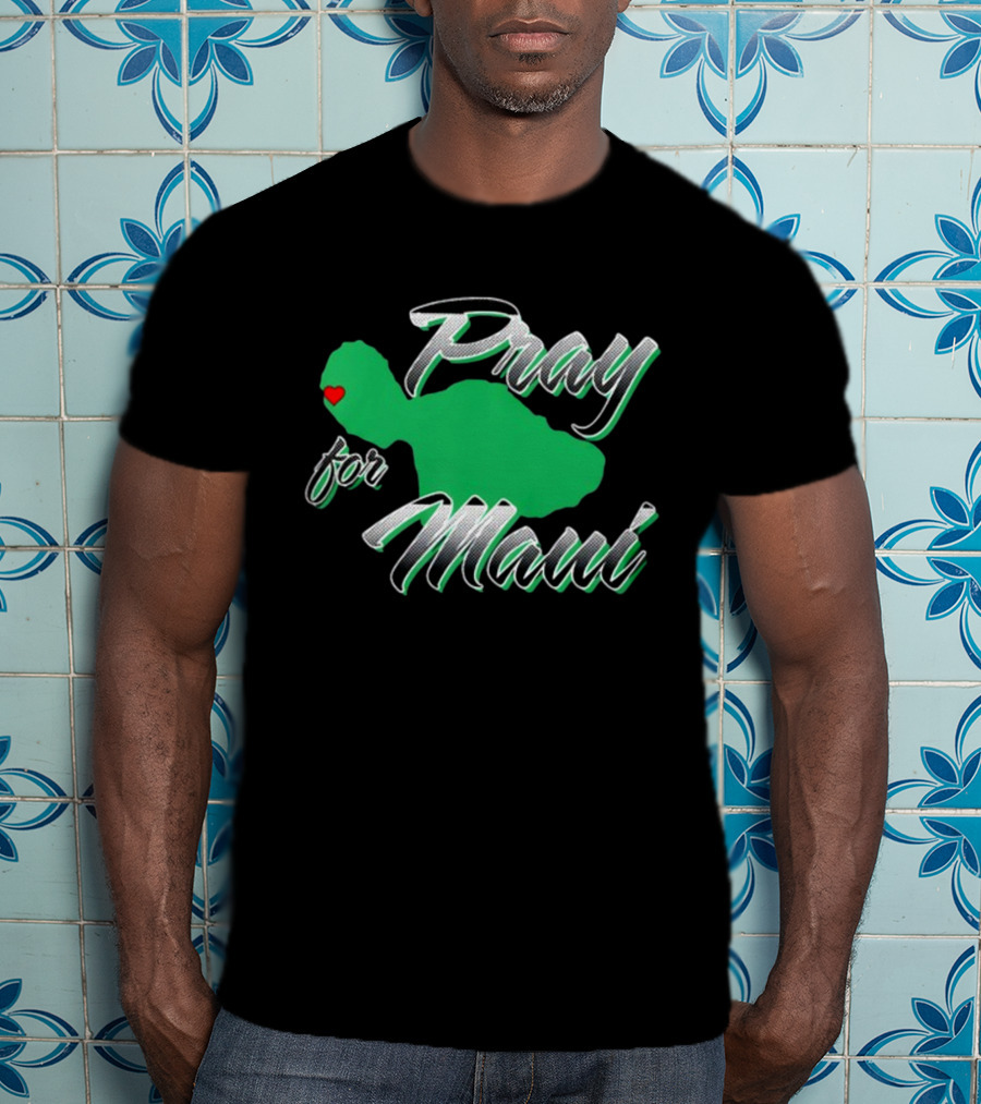 Pray For Maui Green Island Heart T-Shirt