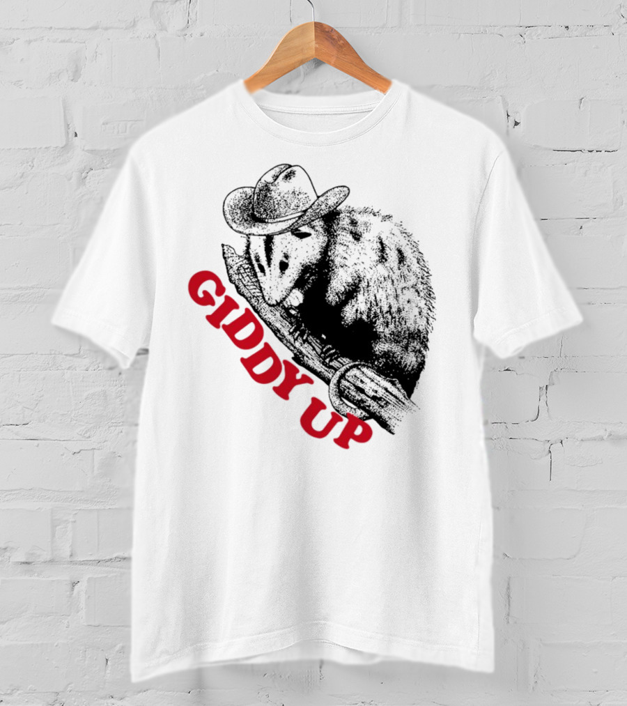 Giddy Up Cowboy Hat Opossum On Branch T-Shirt